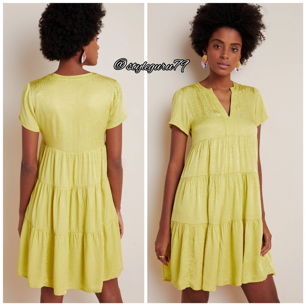 NWT, Anthropologie, Sacha Jacquard Tiered Babydoll Dress